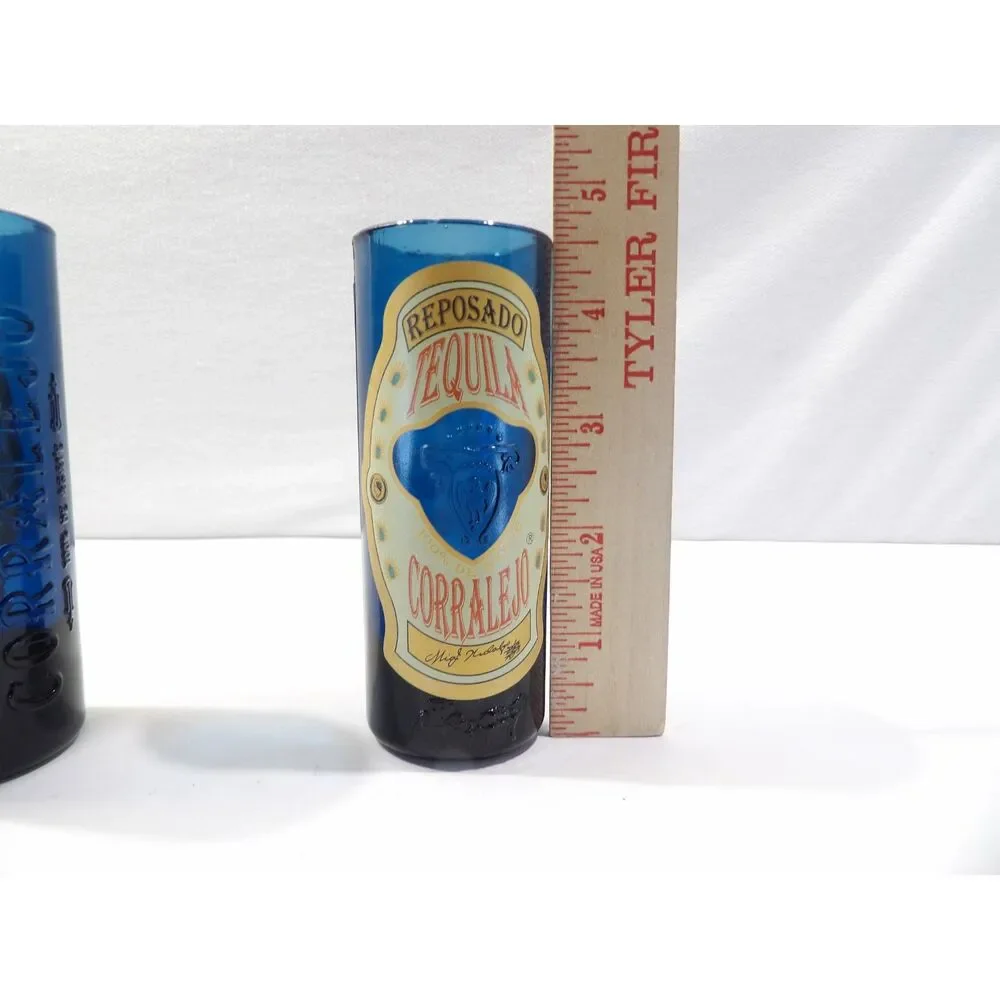 Reposado Tequila Corralejo cobalt blue shot glass set, 2 pcs, tall shooter glass